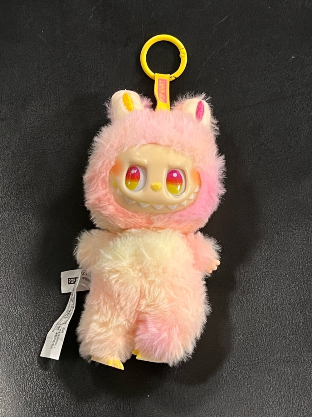 LABUBU “Loyalty” Monsters Keychain Pink with Yellow Accents